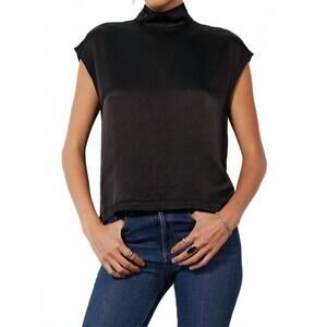 NEW BOBI mock neck muscle tee in black